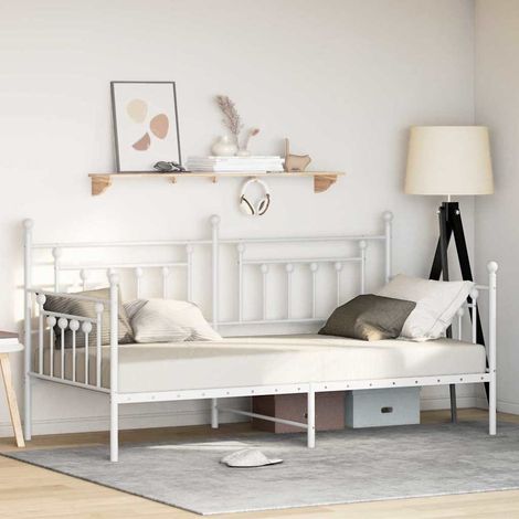 Estructura de cama de día Blanco 100 x 190 cm Acero vidaXL (1/5)