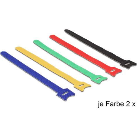 Delock correas con apertura y cierra rapido de colores con 200 mm de largo x 12 mm de ancho (10 unidades)