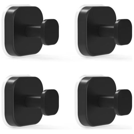 Ganchos de ventosa potentes de 4 piezas – Ganchos sin taladro, ganchos de pared de acero inoxidable impermeables, toallero de pared para cocina y baño, ideal para ventanas y superficies lisas, negro (1/5)