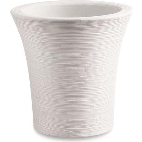 Vaso tondo in resina Mimosa 30 cm. Bianco