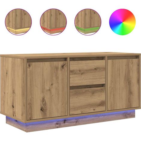 vidaXL Mueble de TV con luces LED roble artesanal 100x41x50 cm (1/2)