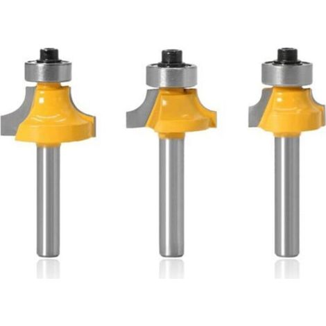Fraise Arrondir - Tige 8 mm - Hauteur Coupe 9 5 10 13 mm - Diamètre Coupe 19 22 25 mm - Pour Bois MDF Contreplaqué - Lot de 3 (1/5)