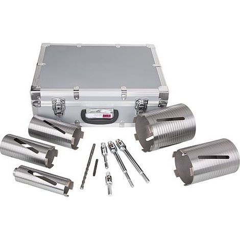 set de couronne diamant maconnerie/beton 10 pieces 52-132mm