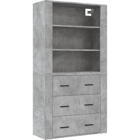 Aparador buffet cómoda mueble mueble de almacenaje organizador cocina salón salón madera de alta ingeniería gris 020034726