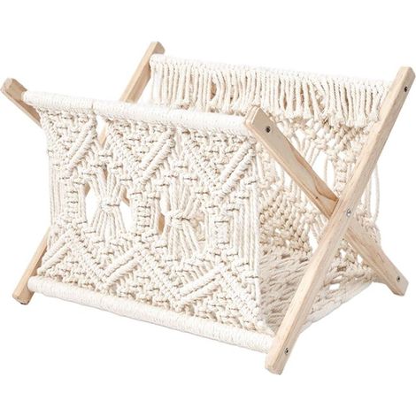 Porte-revues en Corde De Coton Tressée, Panier sur Pied, Étagère Pliable Style Bohème pour Journaux, Newsletters Livres