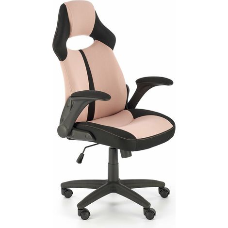 Silla de oficina Houston 1373, Rosa claro + Negro, 110x65x60cm, Con reposabrazos, Con ruedas, Mecanismo de la silla: Inclinación (1/5)