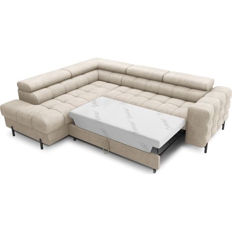Sofá FERRUM Beige convertible 5 plazas esquina izquierda con almacenamiento integrado 276x93x200cm (1/5)