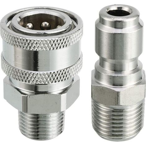 Set di adattatori a connessione rapida per idropulitrice ad alta pressione, filettatura maschio da 3/8 di pollice, 5000 PSI Set di connessione rapida da 3/8 di pollice – filettatura maschio - Crezuo