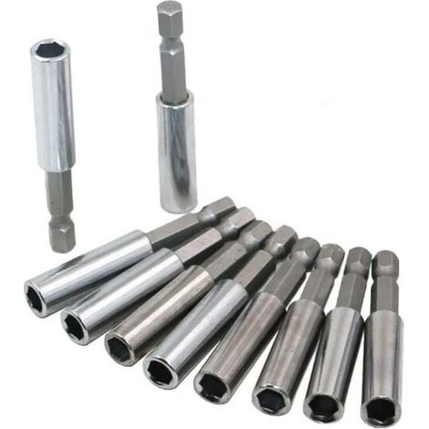 Ensemble de 10 porte-embouts magnétiques promotionnels, rallonge pour embouts de tournevis à tige hexagonale 1/4", 60 mm (1/5)