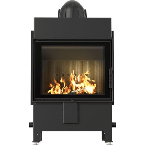 Kamineinsatz aus Stahl KRATKI LUCY 12 kW Ø 200 schwarz Verkleidung mit Türfeder (1/5)
