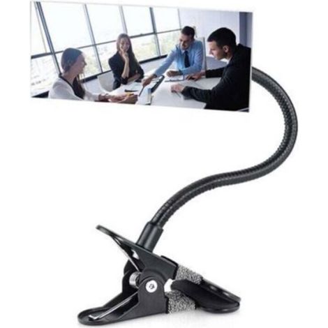 Miroir Convexe - À Clipser Pour Bureau Ouvert - Vue Arrière - Verre HD - Noir - 1 Pièce