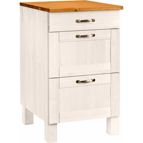Alby60 cm Meuble de cuisine à trois tiroirs en bois de pin (1/4)