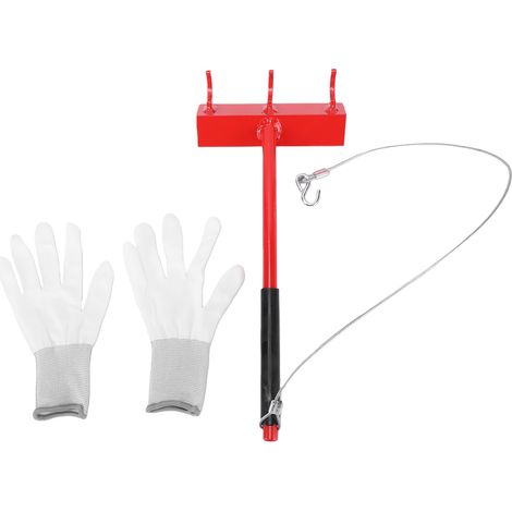 Attrezzo per l'installazione di recinzioni a maglie - Tenditore con 3 ganci in acciaio - Cavo da 71 cm (28 pollici), impugnatura ergonomica