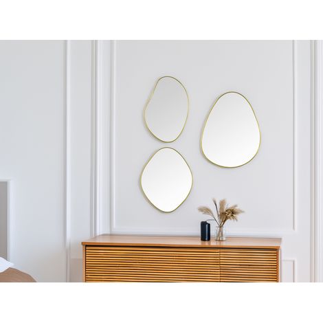 Wandspiegel VELINA 3er Set mit Metallrahmen in Gold (1/5)