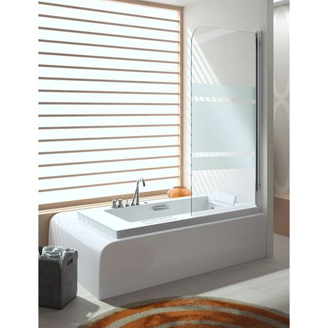 Mampara de Bañera Frontal de 1 cristal abatible - Cristal de Seguridad de 6 mm - Modelo 300 BAN-ONE (85 cm) - TRANSPARENTE