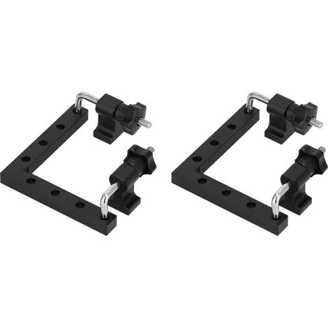 Équerres de positionnement 90° 2 pièces, Noir, Clips de fixation en L pour serrage bois, Meubles, Caissons, Boîtes 140x140 mm (1/5)