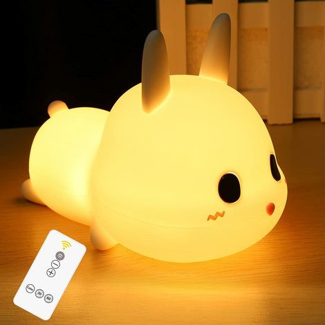 0.25 télécommande led veilleuse usb rechargeable silicone mignon mignon lapin atmosphère lumière décorative,pour le salon et la chambre des enfants (1/5)
