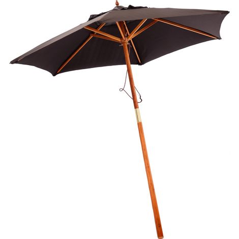 Oypla 2.1m Wooden Black Garden Parasol Outdoor Patio Umbrella Canopy