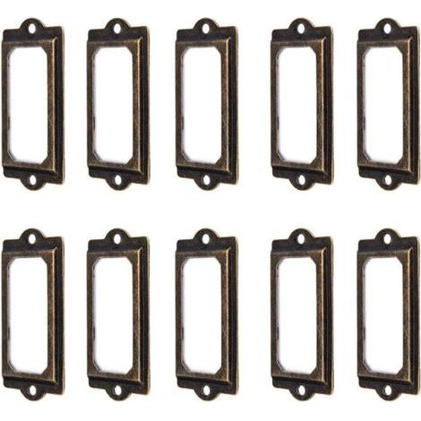 50Pcs porte-étiquette 60 x 17 mm métal bronze vintage porte-étiquette porte-cartes bibliothèque tiroir armoire (1/5)