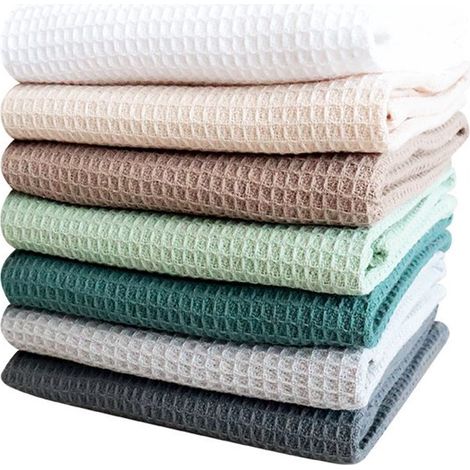 Paños de microfibra tipo gofre - Paño de microfibra altamente absorbente - Multicolor - 7 piezas - 35x35cm (1/5)