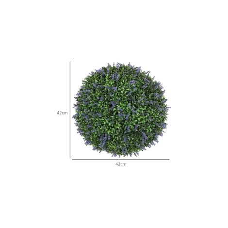 Lot de 2 lavandes artificielles violettes et vertes de 42 cm en boule avec fleurs décoratives pour maison bureau et jardin (1/5)