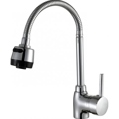 Grifo de cocina universal de tres vías ABS con manguera de agua fría y caliente de 60 cm