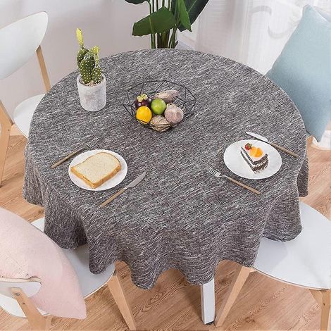 Nappe en coton et lin, style nordique, idéale pour une table ronde parfaite pour votre restaurant ou votre maison. (1/2)