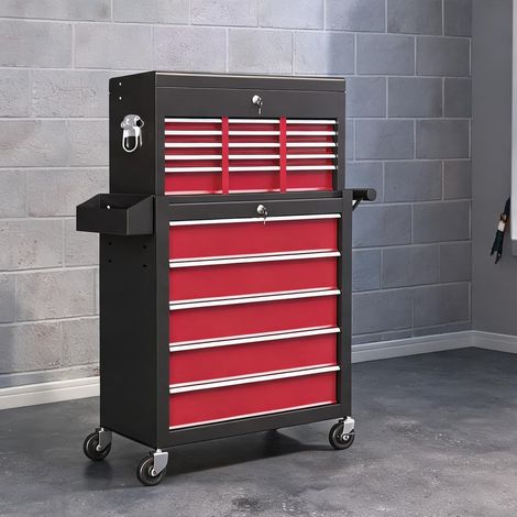 Servante d'atelier coloris rouge en acier 76 x 33 x 75 cm (1/5)