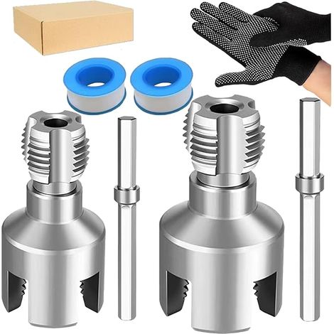 Outil de vissage en acier au carbone 8pcs avec 1 / 2 et 3 / 4 avec gants et ruban d'étanchéité (1/5)
