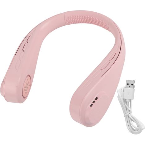 Ventilateur de cou portable réglable rose - Mini ventilateur USB pour extérieur et maison (1/5)