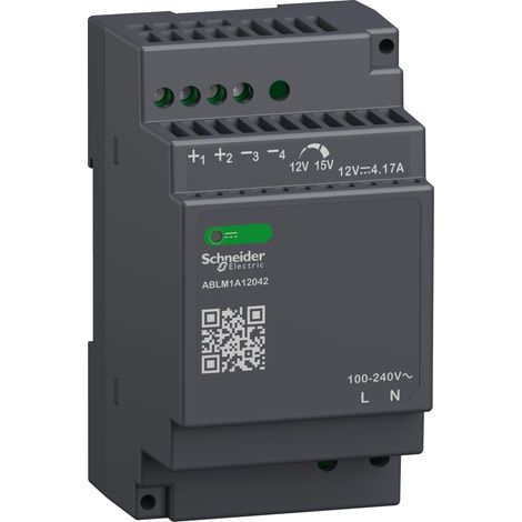 Modicon ABL - alimentation à découpage - 5A - 100 à 240Vca mono/biphasé - 12Vcc - ABLM1A12042