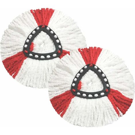 Set di 2 testine per mocio compatibili con la testina di ricambio Vileda 2 in 1 Turbo Mop, in microfibra, rosso, bianco. (1/4)