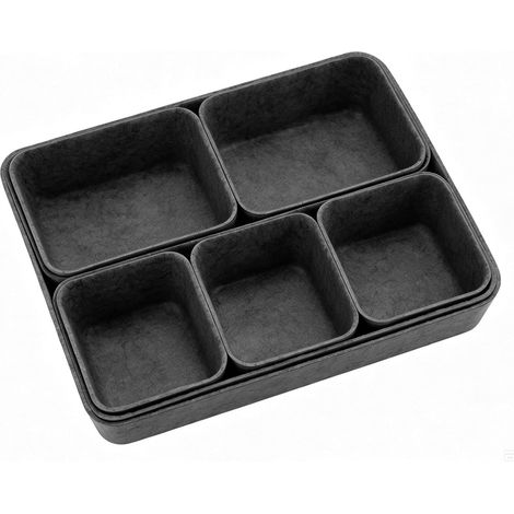 8 PCS Organiseur Tiroir, Feutre Rangement Maquillage Organisateur, Compartiment Tiroir en Feutre Écologique pour le Bureau, Coiffeuse (Gris foncé) (1/5)