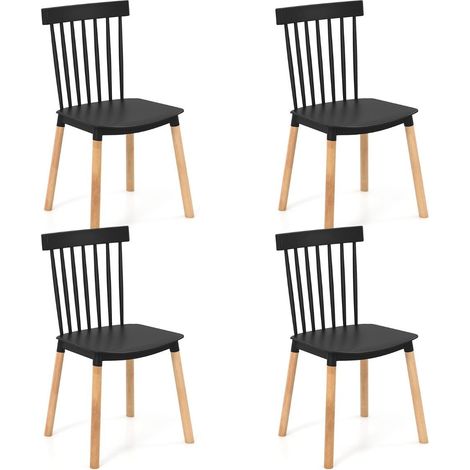 4er set esszimmerstuhle mit spindelruckenlehnen amp gebogenen sitzen armlose stuhle schwarz