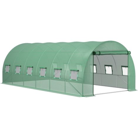 Lámina para invernadero de PE verde 6 x 3 x 2 m con protección UV y ventanas enrollables (1/4)