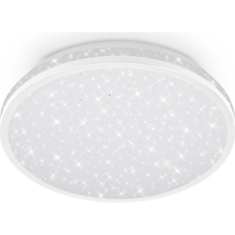 Briloner LED Deckenlampe IP44 Spritzwasserschutz Ø28x7 cm Rund 15W 8000lm 4000K Warmweiß Sternenhimmel Weiß - Deckenleuchte Badezimmer Küche Feuchtraum (1/5)