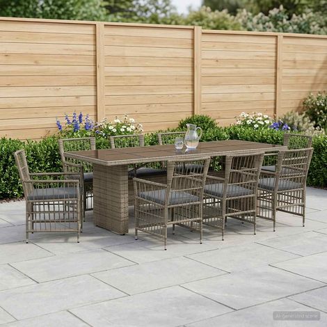 Set da pranzo per esterni 9 pz Grigio polyrattan vidaXL (1/5)