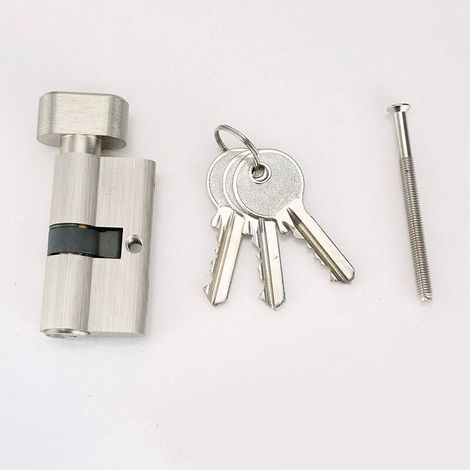Cylindre de Serrure à Bouton 30x30 mm pour Porte Extérieure/Entrée, 4 Goupilles, 3 Clés, Nickelé (1/4)