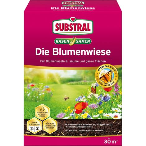Substral – Prairie fleurie Die Blumenwiese – Mélange de graminées et de fleurs, 800 g pour 80 m² (1/4)