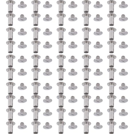 50 jeux de vis Chicago M5 6x12x11mm à tête plate ronde en acier inoxydable, rivets pour travaux manuels en cuir, albums de scrapbooking (1/5)