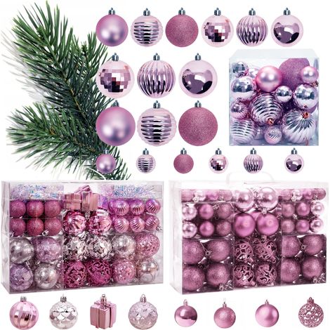 CHRISTBAUMKUGELN LILAC/ROSE 208 STÜCKE