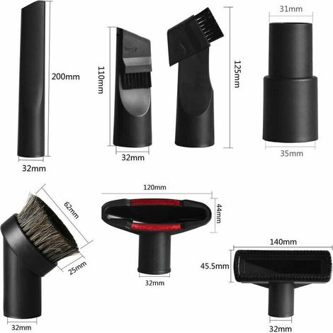 Set di 6 accessori aspirapolvere 32 mm compatibili con vari modelli, adatti per auto e casa. (1/3)