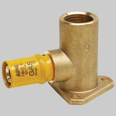 RACCORDO A PRESSARE CURVO FEMMINA CON FLANGIA PER GAS - 20 x 1/2