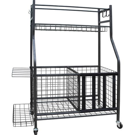 Chariot porte-ballons en acier avec roues et freins 73 x 41,5 x 116 cm noir (1/5)