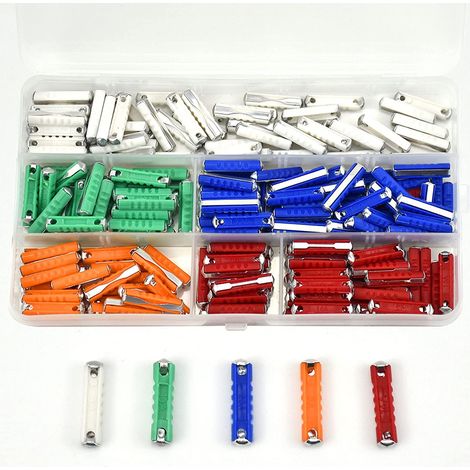 Kit de 200 fusibles torpilles multicolores pour voitures anciennes européennes, de formes variées (5 A, 8 A, 10 A, 16 A, 25 A).