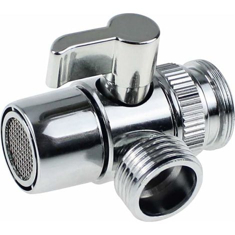 3-way valve with brass seal, M22 x M24 connection, replacement for shower systems. Suitable for bathrooms and kitchens, sink faucets, and shower valves. (1/5)