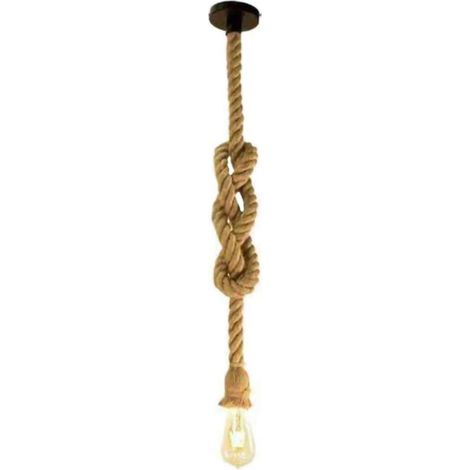 Lustre Corde Suspension Industrielle Corde Luminaire Corde Lustre Industriel Corde de Chanvre Luminaire Plafonnier 150CM