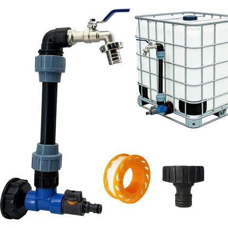 Robinet IBC Col de Cygne de Cuve, 3/4" Adaptateur IBC avec Col de Cygne, Robinet Raccord Cuve 1000L, S60X6 Adaptateur de Réservoir de Vidange IBC pour Réservoir D'eau 1000L, Conteneur IBC (1/5)