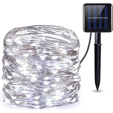 Guirlande lumineuse solaire 20 m, 200 LED, 8 modes — décoration extérieure jardin, mariage, Noël