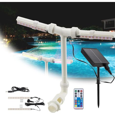 Fontaine Solaire à Double Tête, Fontaine Piscine pour Piscines Hors Sol Et Creusées, avec Lumière LED 11 Couleurs, Télécommande, Refroidisseur Piscine pour Piscine (1/5)